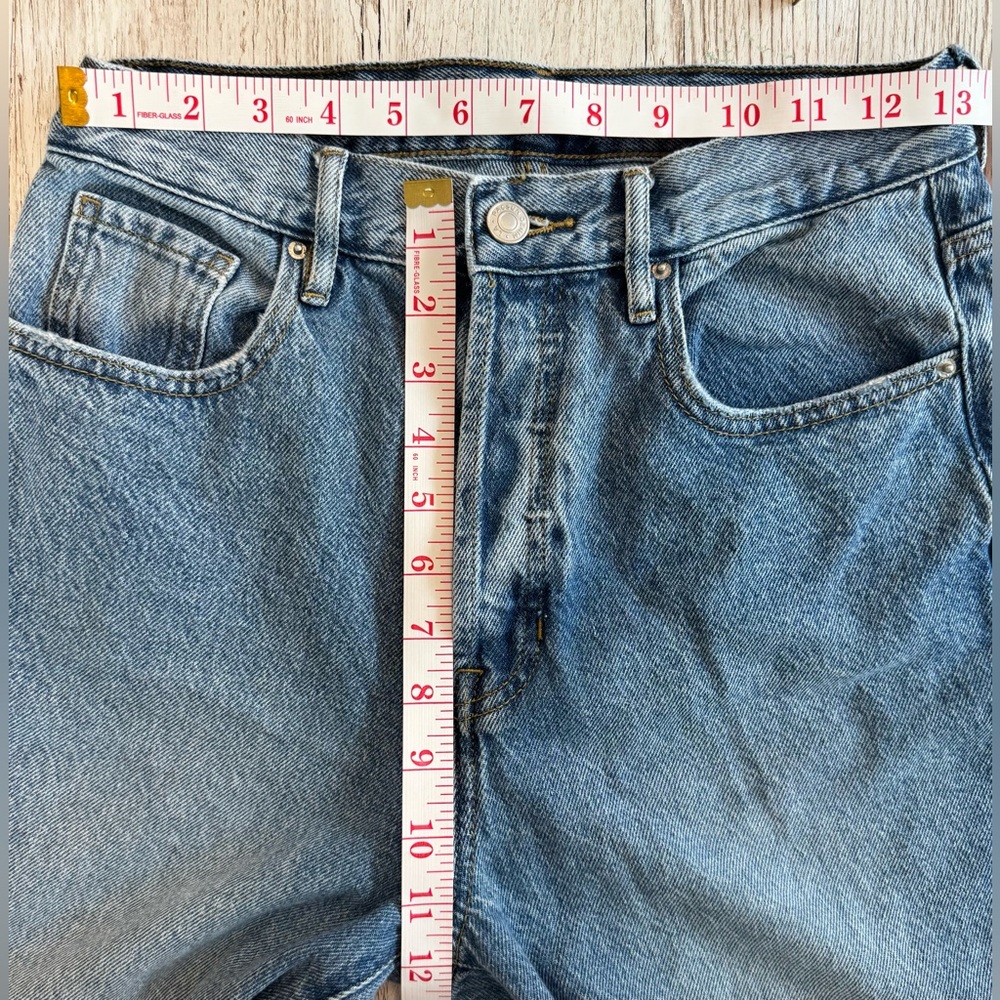 PacSun Dad Jean Button Fly Classic Straight Fit High Rise Blue Denim Jeans 27 - Picture 5 of 9